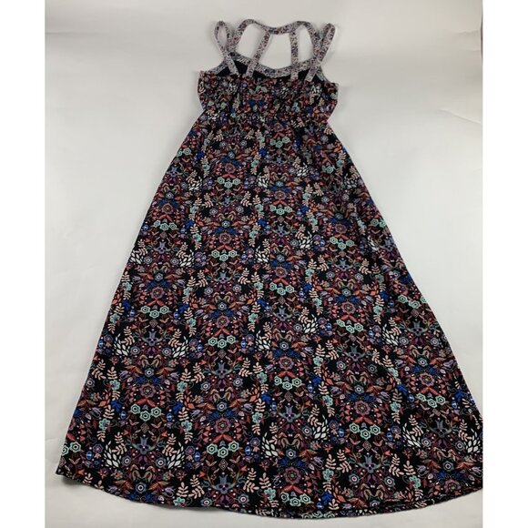 Xhilaration Black Bright Scandinavian Floral Print Maxi Dress M - Picture 6 of 8